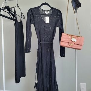 New with tag! Black knit lace midi dress